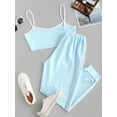 thumbnail image 3 of ZAFUL for Women's Leisure Contrast Tape Cropped Top And Jogger Pants Set Light Blue M, 3 of 6