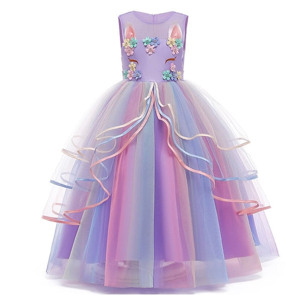 Vestido de unicornio de arcoíris para niñas, disfraz de princesa de fantasía para fiesta de cumpleaños, disfraz de Halloween para niños de 3 a 12 años Fivean unisex