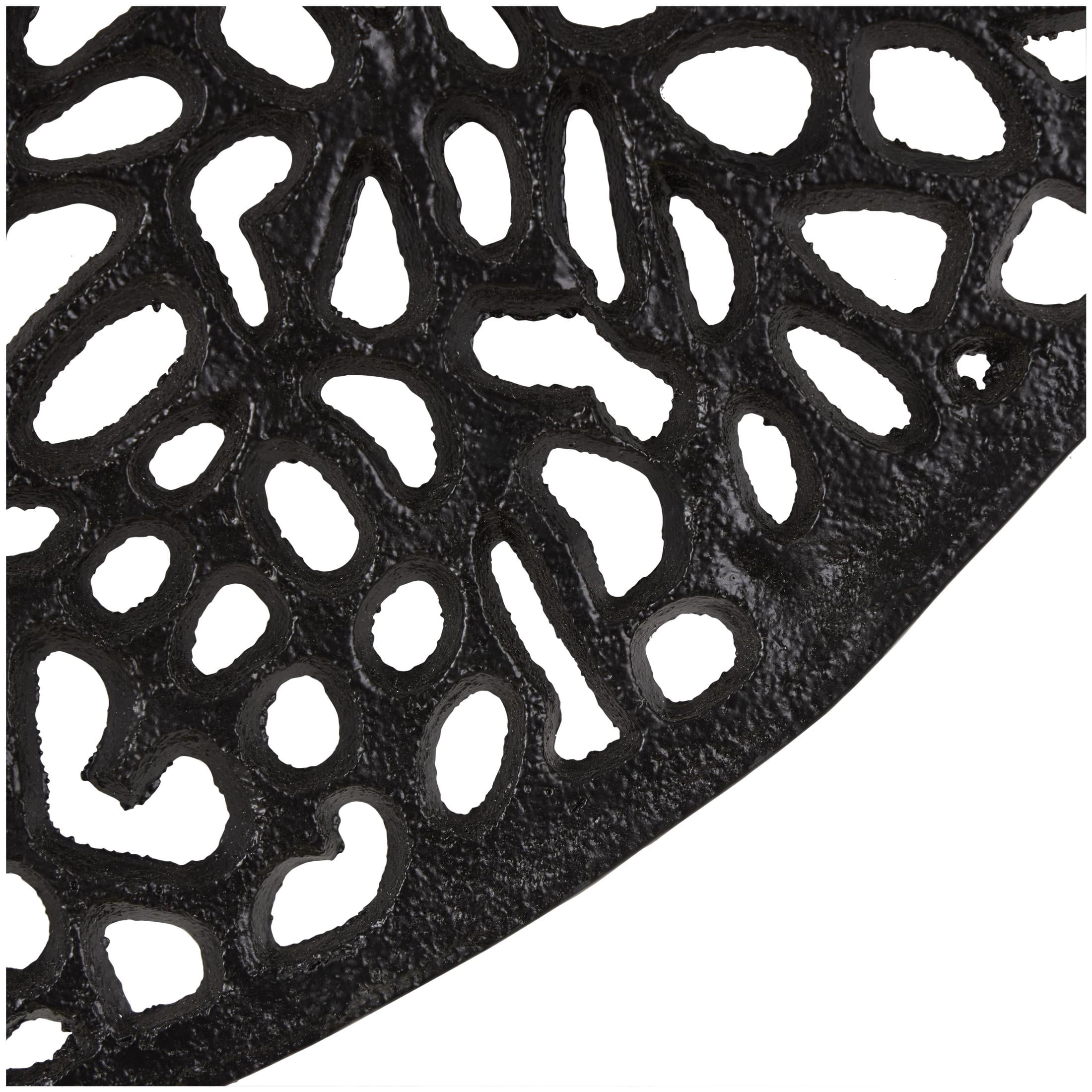 DecMode 44" x 45" Black Abstract Wall Mirror with Open Lattice Frame