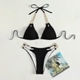 thumbnail image 4 of UTSJKR Women's Micro Triangle Bikini Set Cut Out Chain Two Piece Bathing Suit Retro 2 Piece Swimsuits Sets Cute Holiday 2025 Summer Fashion Black XL, 4 of 5