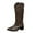 Khaki, variant on Knee High Boots Women, Knee High Boots Pointed Toe Slip On Chunky Mid Heel, Chunky Mid Heel Wide Calf Pointy Toe Metallic Chelsea Leather Boots Casual Fall Black Boots