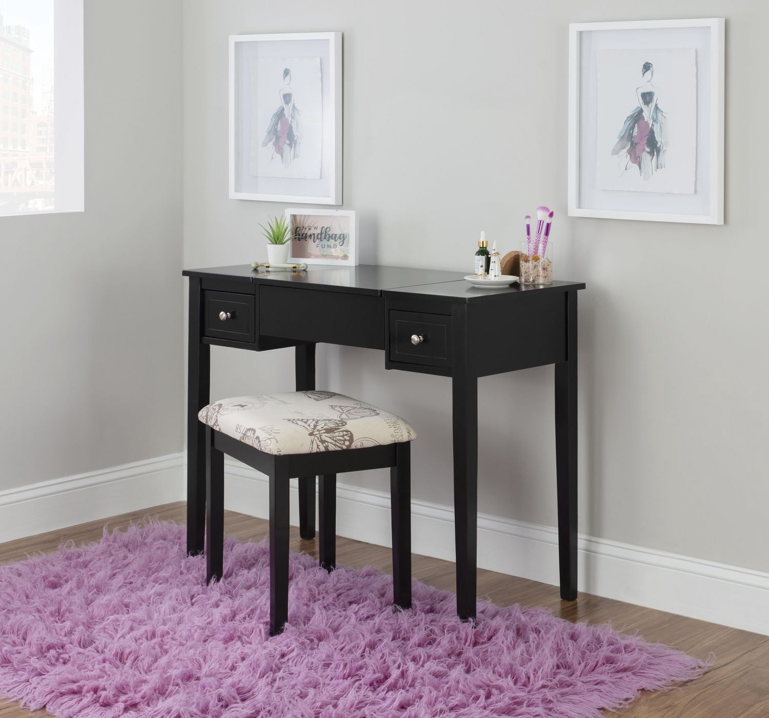Joanna Black Butterfly Vanity Set