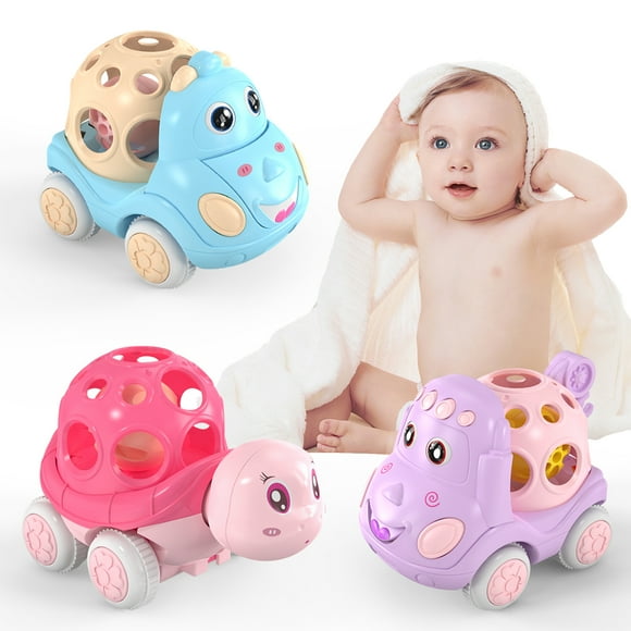 Toys for Baby Girl Gifts, Pink Baby Girl Toy Cars for Toddlers 1-3, Soft Wind Up Toy Cars for Toddler Girl, Push and Go Rattle Car for Infant Truck Play Cars for 6-12 Months Girls, Birthday Gifts