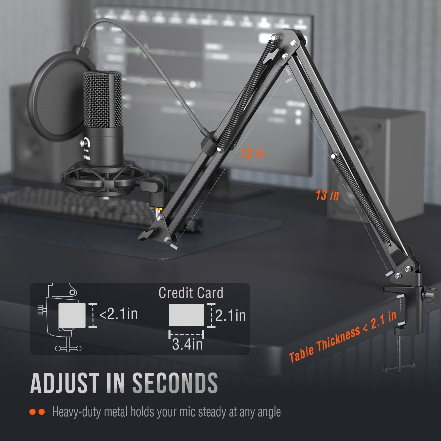 FIFINE T669 USB Studio Microphone Kit for PC Computer, Recording Microphone Bundle with Boom Arm, Gain Control, Pop Filter for Streaming, Podcasting