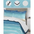 thumbnail image 4 of Quilts Full Size, Summer Coastal Soft Comforter Bedding Set for Bed, Turquoise Ombre Beach Ocean Waves Lightweight Quilted Bedspread with Pillow Cover(2 Pieces) for All Season, 78x90 Inch, 4 of 6