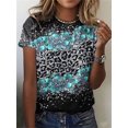 thumbnail image 4 of Camiseta holgada de manga corta para mujer, ropa informal con cuello redondo, Harajuku, con estampado de retales, Tops de calle 2022, 4 of 4