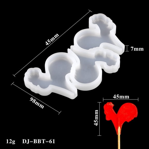 Masteelf 2pcs Rooster Shape Silicone Molds for DIY Chocolate Mould Baking Making Tools Cheese Lollipops Mould Baking Candy Making Supplies