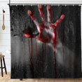 thumbnail image 2 of Halloween Shower Curtain with Bloody Hands for Halloween Decorations Theme Decor Props Bathroom Horror Bath Curtain 72"x72", 2 of 7
