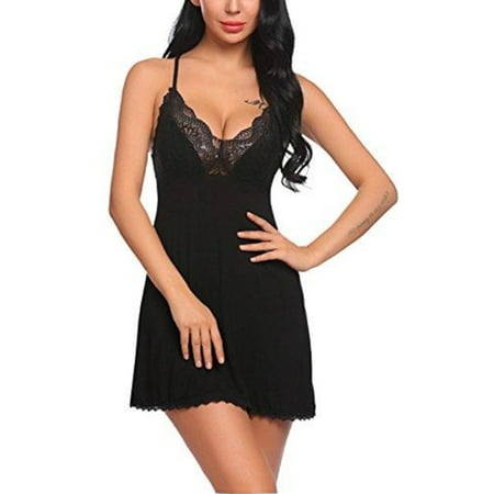 

Womens Lace Satin Silk Strappy Nightdress Nightie Sleepwear Ladies Pajamas Robe