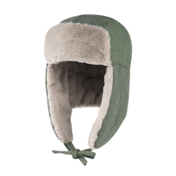 Bewildely Sombrero de bombardero de invierno para hombres y mujeres, casco cálido con forro de felpa para exteriores, gorro grueso para mantener el calor, Suministros térmicos Verde Bewildely HA070833-03