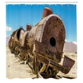thumbnail image 3 of Ambesonne Vintage Shower Curtain, Steam Train Locomotive, 69"Wx84"L, Blue Brown, 3 of 5