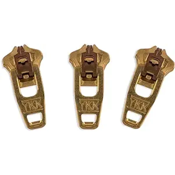 Zipper Repair Kit - YKK #4.5 Brass Pants Zipper Sliders - 3 Sliders Per Pack - Made in The United States