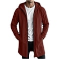 thumbnail image 4 of FSYBOA Men's Zipper Hoodies, Long Sleeve Casual Winter Loose Fit Long Hooded Jackets Wine Size L, 4 of 6