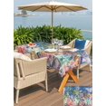 thumbnail image 5 of Outdoor Tablecloth with Umbrella Hole for Patio/Picnic/Party/Camping, Turtle Coastal Waterproof Table Cloth Rectangle Table Cover Washable, Nautical Summer Beach Coral Octopus Blue Wooden (60"x 120"), 5 of 8
