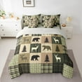 thumbnail image 2 of Feelyou Vintage Lodge Cabin Twin Bedding Sets 7-Piece, Jungle Bear Deer Animal Bedding Comforter Set, Western Countryside Reversible Sheet Sets, Green Breathable Home Decor, 2 of 7