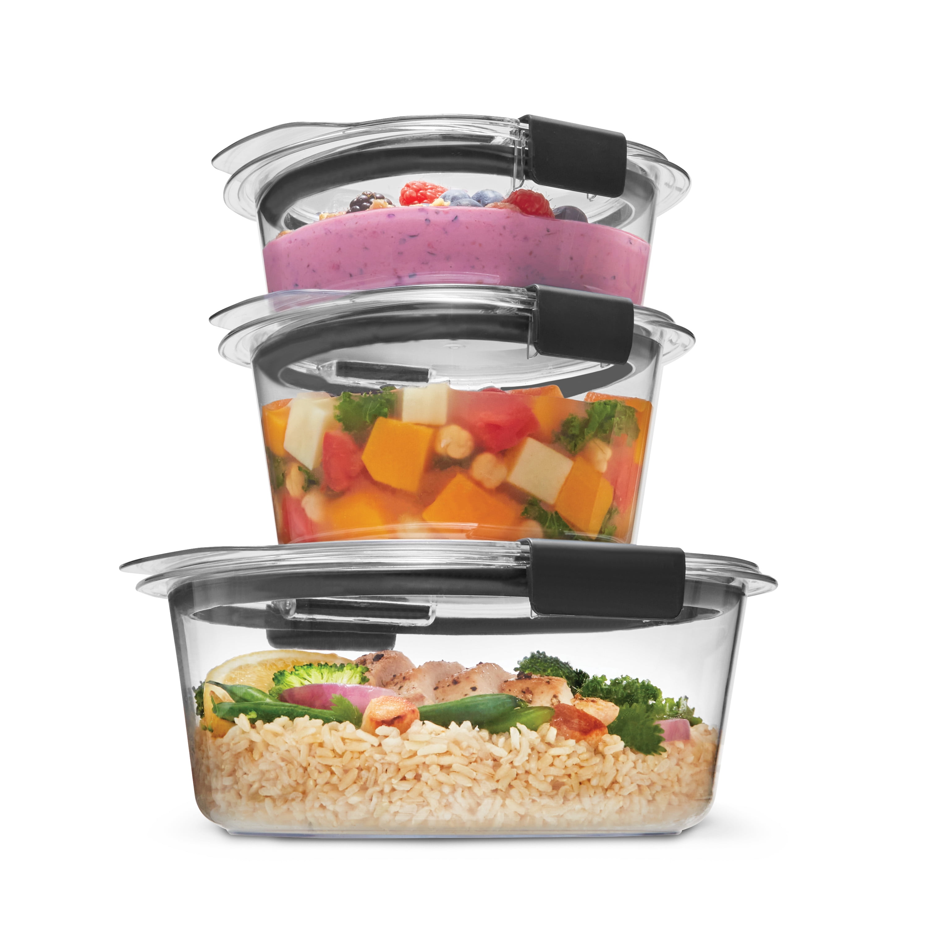 Récipients ronds de rangement pour aliments Rubbermaid Brilliance, ensemble de 6 pièces