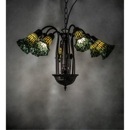 

24 Wide Tiffany Pond Lily 7 Light Chandelier