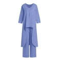 thumbnail image 5 of NMMUED Summer Two Piece Sets for Women Linen Outfits Women 2 Piece 2 Piece Lounge Set Women Gauze Sets for Women 2 Piece Matching Sets Women Clothing, Blue L, 5 of 5