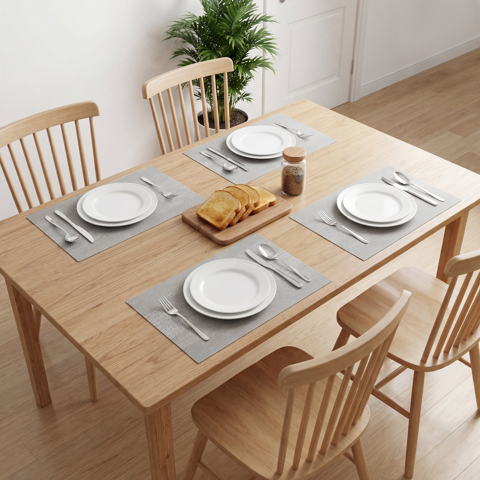 Unique Bargains 6 Pack Plastic Placemats for Dining Table Decor Beige 17.7x11.8inch