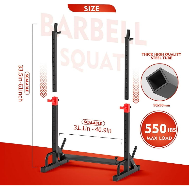 FONBEAR Squat Rack, Barbell Rack, Bench Press 550 LBS Max Load Adjustable Squat  Rack Stand Multi-Function Weight Lifting Home Gym - Great for Beginners and  Professional Use 