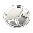 thumbnail image 3 of HEALEEP Metal Divided Plate Food Storage Stainless Steel Tray Silver 1Pcs for Restaurant and Cafe, 3 of 8