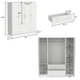 thumbnail image 4 of MONSLIPA 4-Door Wardrobe Armoire Closet with Mirror, Drawers and Hanging Rod for Bedroom, White, 4 of 9