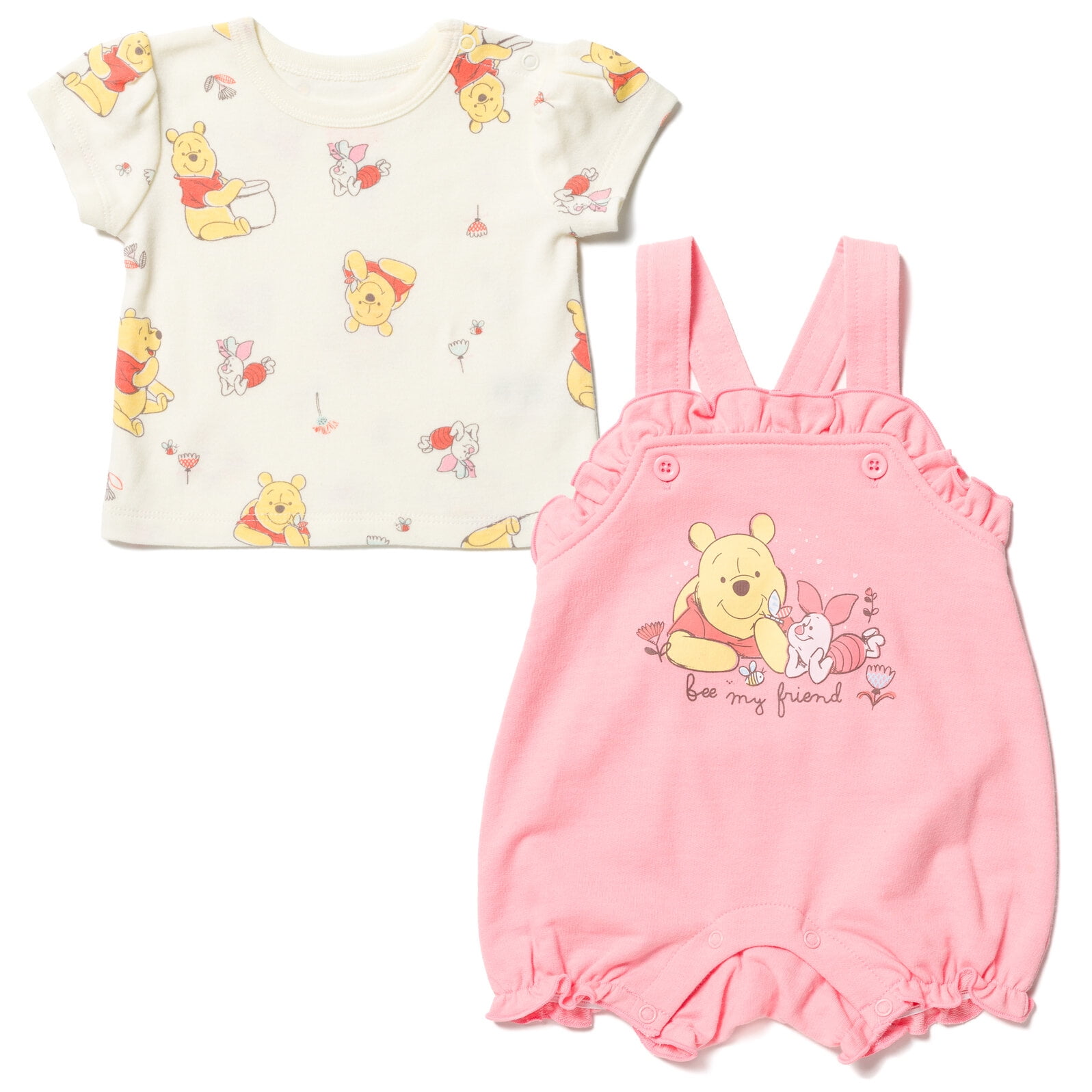 Nautinati Baby Girls' 100% Cotton Pack of 2 Disney Winnie the Pooh Placement Print Shorts