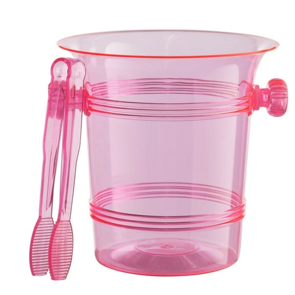 1.5 Quart Hard Plastic Ice Bucket or Candy Holder With Tongs- 6 Count- Cerise