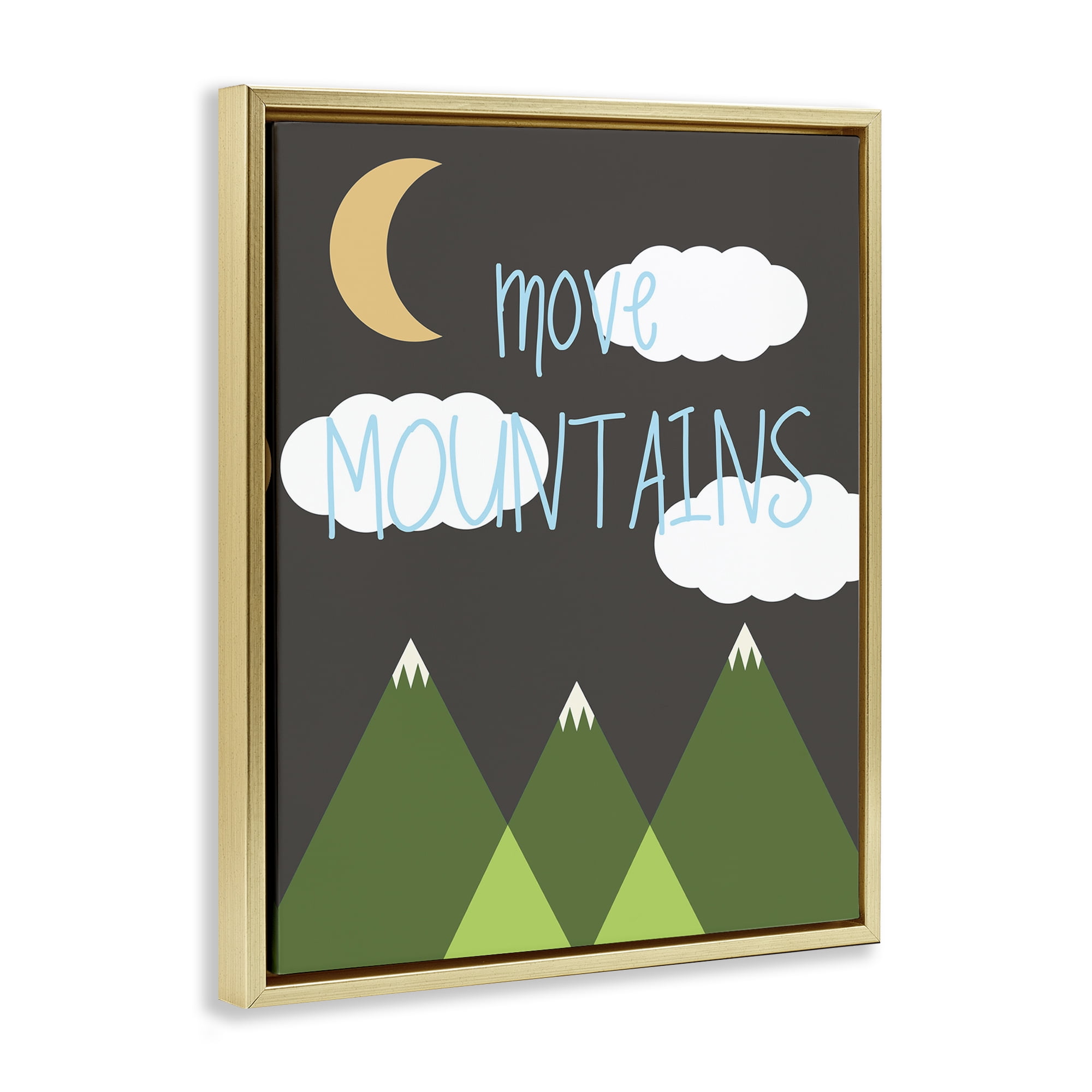 Stupell Industries Inspiring Move Mountains Landscape Painting Gold Floater Framed Art Print Wall Art, 25 x 31