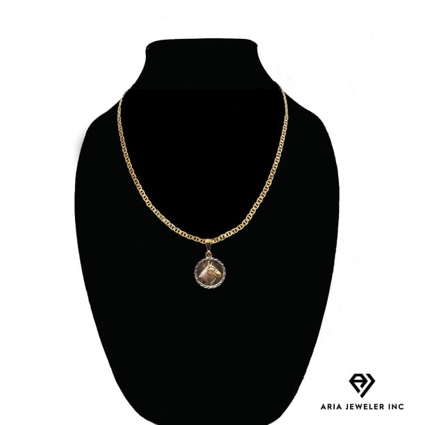 Collar de oro de 14 quilates con colgante de Cabeza de caballo, el mejor regalo unisex para madre, padre, novia, novio, ella, él, collar de cadena marinera de 14 quilates de Aria Jeweler Daily