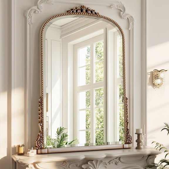 Mirstory 28"x40" Arched Bathroom Vintage Wall Mounted Mirror Antique Decor Mirror, Silver