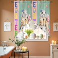 thumbnail image 6 of Easter Bunny Swag Valance Curtains Rabbit Tulip Grass Sage Green Wood Grain Rod Pocket Swag Curtains Small Window Treatments for Kitchen Bathroom Bedroom 36" W x 36" L, 2 Panels, 6 of 9