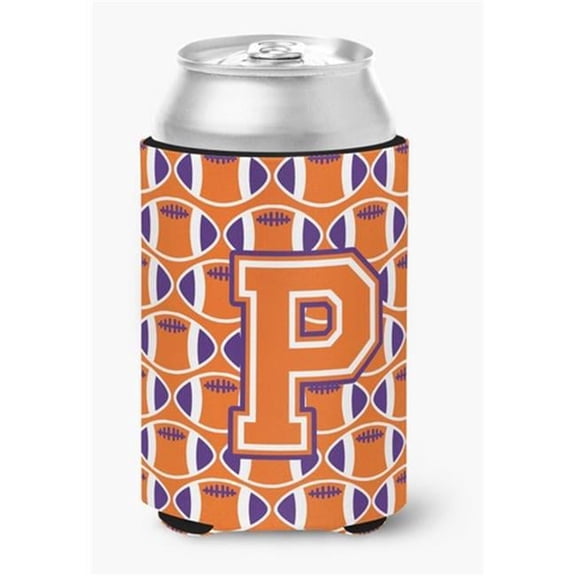Letter P Football Orange, White & Regalia Can or Bottle Hugger