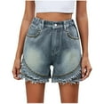 thumbnail image 2 of LOVZFMLL Jeans de Mode pour Femmes à Taille Mi-Haute, Jambe Droite, avec Bordure, Bleu, TG, 2 of 6