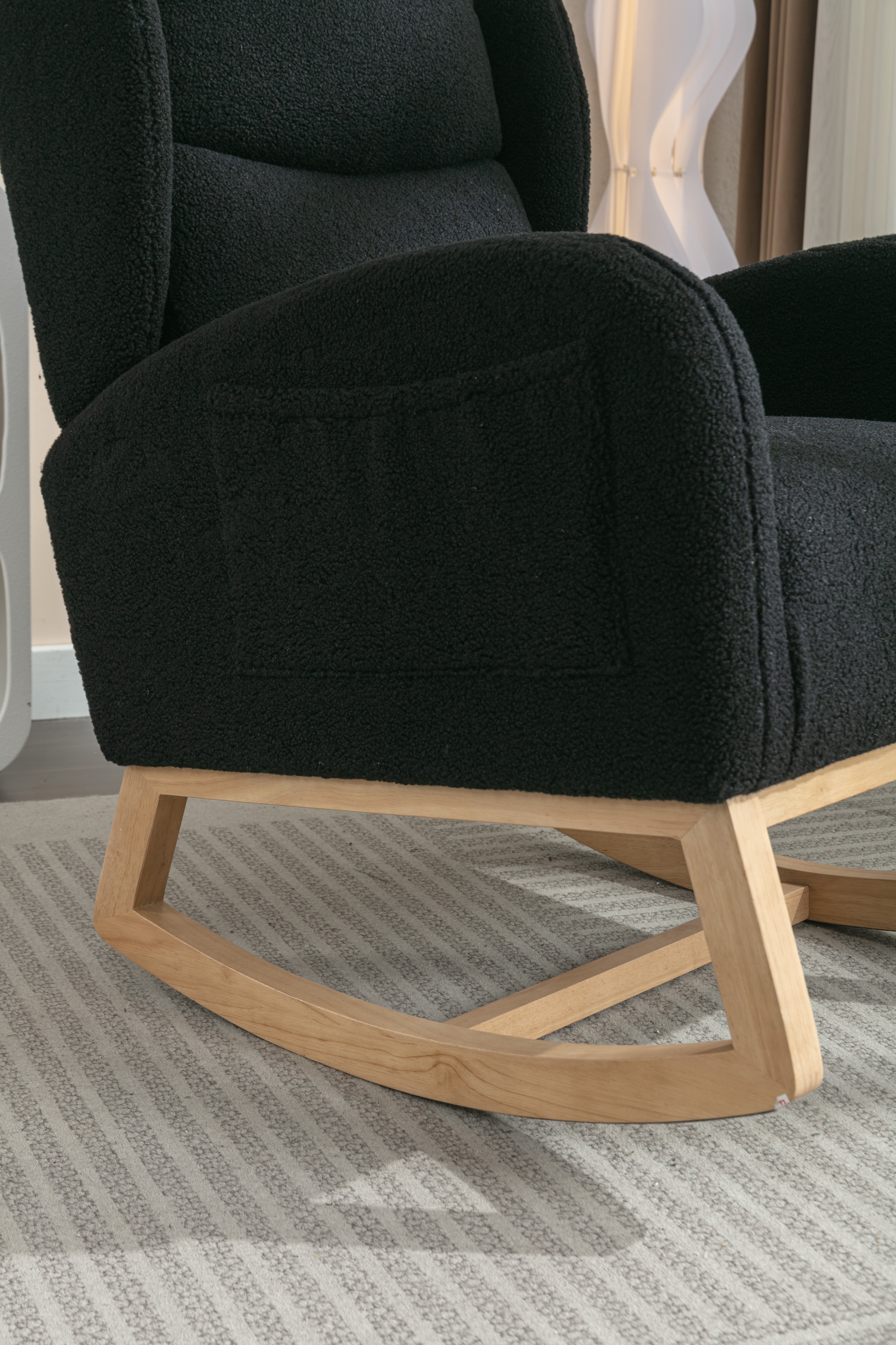 New Nursery Rocking Chair with Solid Wood Legs, Glider Chair for Nursery Rocker Armchair for Living Room Bedroom