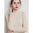 thumbnail image 2 of Womens Knit Mock Turtle Neck Wool Stretch Long Sleeve Pullover Sweater, Beige, Medium, 2 of 4