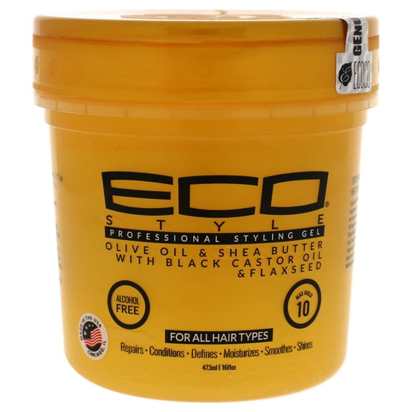 Eco Style Gel - Huile d'Olive et Beurre de Karité Noir Huile de Ricin et Graines de Lin par Ecoco pour Unisexe - Gel de 16 oz