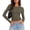 Army Green, variant on Long Sleeve Shirts for Women Fall Tops Crewneck Slim Fit Stretchy Casual Layering Basic Tees for Daily Wear