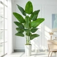 thumbnail image 5 of 7ft Artificial Bird of Paradise Plant, Synthetic Banana Leaf Tree with Textured Wavy White Pot for Home Decor, Perfect Silk Floor Plant, 5 of 7