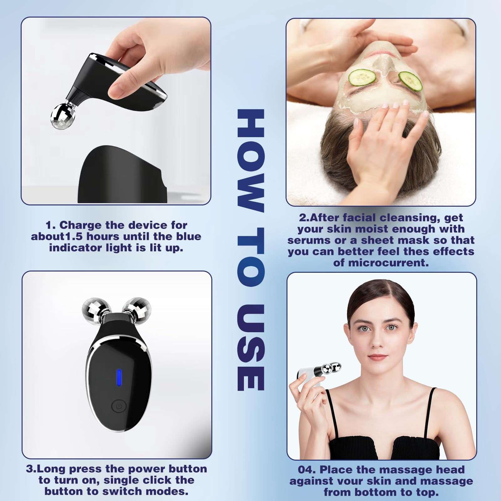 Balomy Microcurrent Facial Device, Face Massager, Face Sculpting Tool for Skin Care, Wrinkle Removal, Anti Aging, Skin Rejuvenation