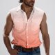 thumbnail image 1 of Camiseta sin mangas con cuello vuelto para hombre, estilo informal, a la moda, con estampado degradado, cuello vuelto, sin mangas, bolsillos, deportiva, de poliéster, 1 of 5