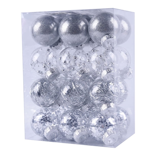 Fiudx Adornos para Árbol de Navidad, Brillantes, de Plástico Duradero, para Decoración Del Hogar, Fiestas y Centros de Mesa de Boda (Juego de 24 Piezas, 60 Mm de Diámetro).