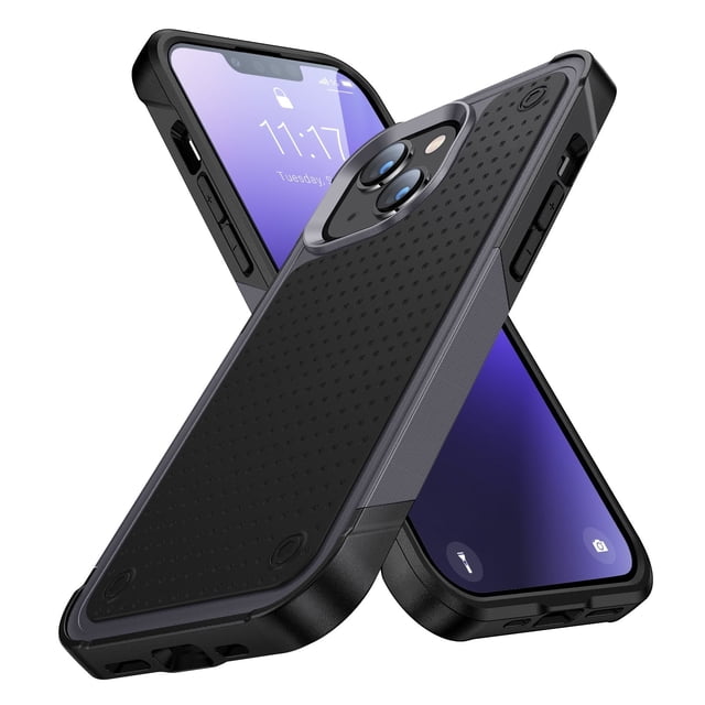 Compatible for iPhone 15 Case, 4 Corners with Airbags, Non-Slip Textured Grip Bumper Support Wireless Charging Military Drop Resistant for iPhone 15 - Gray
