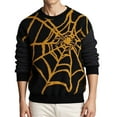 thumbnail image 2 of Unisex Goth Punk Spider Web Graphic Oversized Crewneck Long-Sleeve Knit Sweater - Orange L, 2 of 6