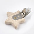 thumbnail image 3 of Beech Wood Baby Pacifier Holder Clips with Iron Clips Star Platinum BurlyWood 52x44x18.5mm Hole: 3.5x6mm, 3 of 3