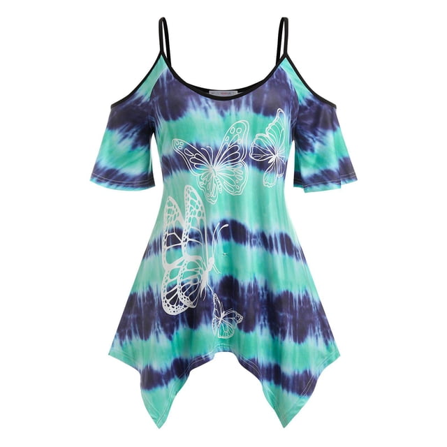 Camiseta de Pañuelo con Estampado de Mariposa en Talla Extra Rosegal Camisetas tallas grandes