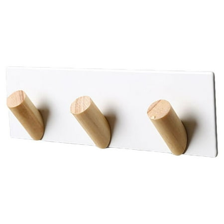 

FRCOLOR 3-Hooks Iron Rack Board Key Storage Board Wall Mounted Hanging Shelf Creative Coat Hooks Bedroom Wooden Wall Hanging for Home Office (White)