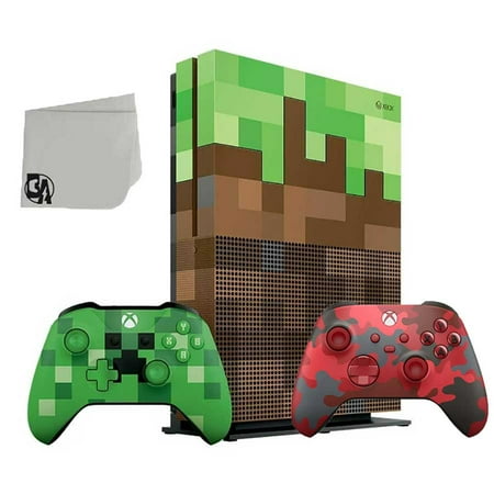Pre-Owned Microsoft Xbox One S Minecraft Limited Edition 1TB Gaming Console with Daystrike Camo Controller Included BOLT AXTION Bundle (Refurbished: Like New)