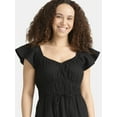 thumbnail image 4 of Time and Tru Women's Sweetheart Mini Dress with Flutter Sleeves, Sizes XS-3XL, 4 of 5