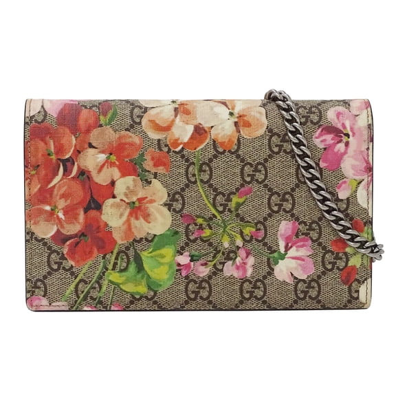 Pre-Owned Gucci Women's GG Blooms Flower Shoulder/Chain Wallet in Brown and Pink... (Fair)